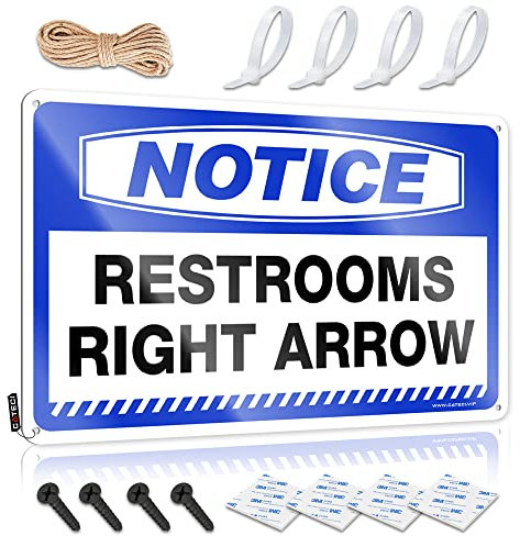 Cartello in metallo con scritta Bro Cave, scritta in lingua inglese Notice Toilettes con freccia destra, stile retrò, divertente decorazione per bar (30 x 40 cm)