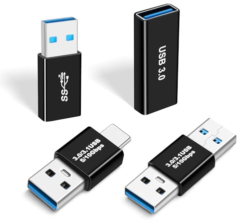 HAUXGOGO Adaptador de USB a USB C (Paquete de 4), Transferencia de Datos de Alta Velocidad y conversión de Interfaz, extensión de Cable, Soporte OTG