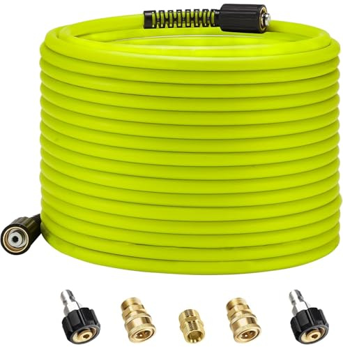 Autojack 1/4 65FT/20M 5800 PSI High Pressure Washer Hose, M22 14mm 3/8 Quick Connect Kit for Petrol & Electric Jet Wash