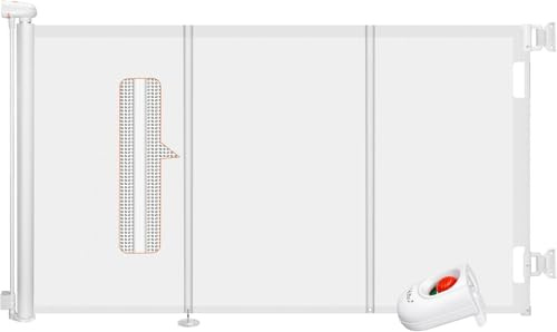 Ycozy Treppenschutzgitter Türschutzgitter Ausziehbar mit Stützstangen Treppenschutzrollo Türgitter Baby (Weiß, 200cm)