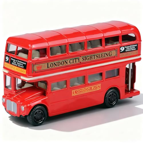 JhavexToy Mini Bus Spielzeug,DoppelstockLegierung Bus, Spielzeugauto-Modell, Rot Spielzeugauto, Buses Modell Spielzeugautos Set für Freunde und Kinder Lernspiel Geburtstagsparty Geschenk