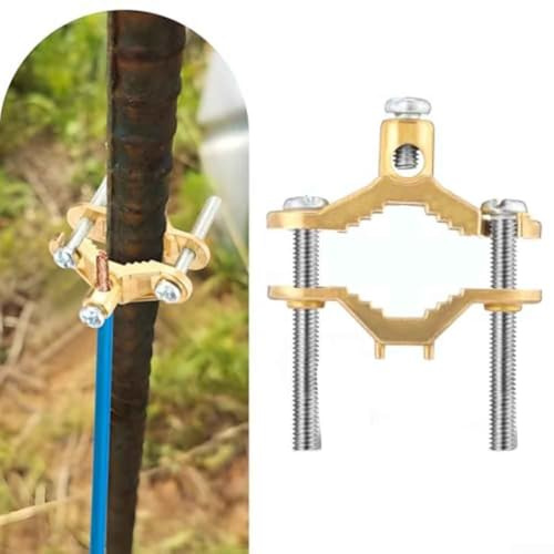 3 Pcs Copper Alloy Ground Clamp Set, 1/2 Inch to 1 Inch for Water Pipe & Steel Bonding, Secure Earth Connection with High Conductivity and M(1PCS)