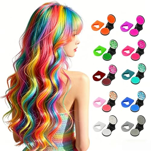10 Farben Haarkreide Set Abwaschbares Mattierendes DIY Haarpuder Ideal Für Frauen Hochzeiten Make Up Weihnachts Und Geburtstagsfeiern