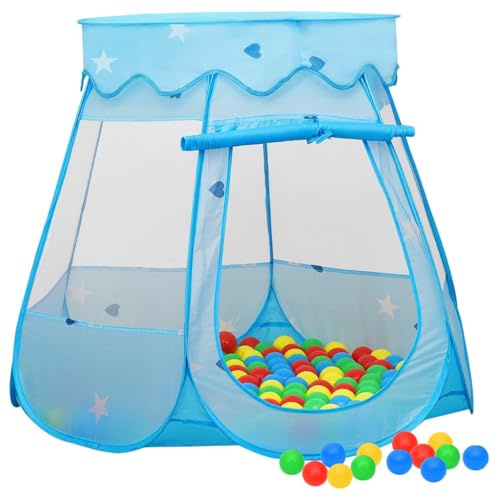 Kinder-Spielzelt Blau aus Polyester mit Mesh-Fenster 102x102x82 cm, faltbar und tragbar für Indoor und Outdoor, ideal zum Krabbeln, Verstecken, Spielen und als Bällebad für Kinder