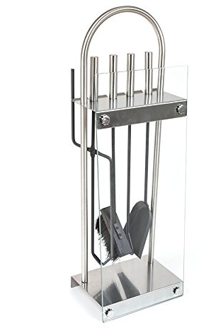 designfun KAMINBESTECK Set 5-TEILIG AUS Eisen, Edelstahl UND SICHERHEITSGLAS