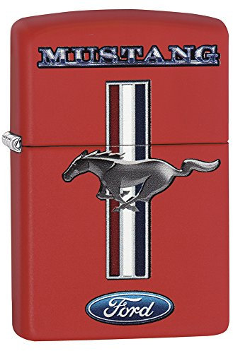 Zippo Sturmfeuerzeug - Ford Mustang, Red Matte, Color Image - Nachfüllbar - Wiederverwendbar - Windfestes Design - Geschenkbox - Made in USA