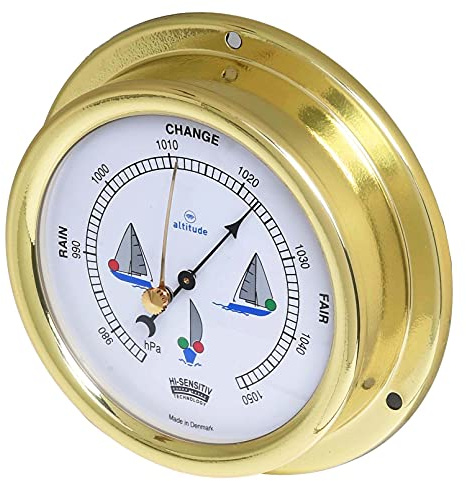 Delite 858buk Altitude Schiffsbarometer Messing poliert B x H 127 mm x 40 mm