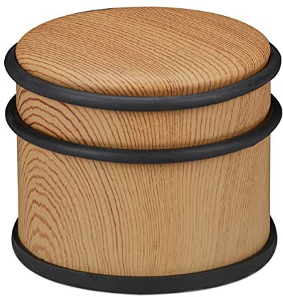 Relaxdays Türstopper, für schwere Türen & Fenster, Edelstahl & Gummi, Holzoptik, hoher Bodenpuffer, ∅ 9,5 cm, braun, 1 Stück