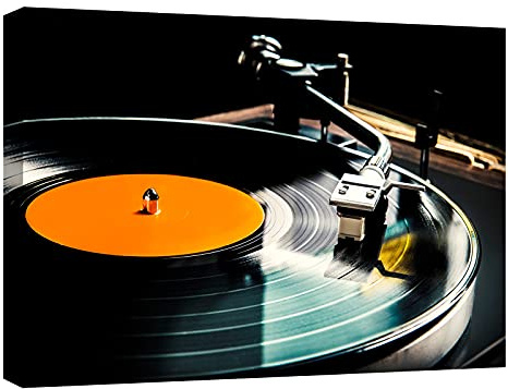 canvashop Quadri Musica Dj Giradischi Cm 70X50 Quadro Vintage Stampa Su Tela Canvas Arredo Casa Bar 01