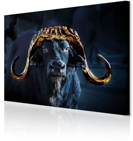 decomonkey Wandbilder Stier Tiere 120x80 cm 1 Teilig Leinwandbilder | Strukturleinwand, Holzkeilrahmen, Bild auf Leinwand, Kunstdruck, Wanddeko, Wohnzimmer, Wanddekoration, Abstrakt