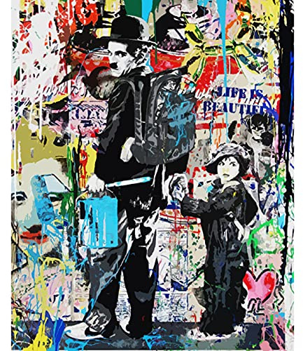 Banksy Art Moderne Ölgemälde Malen nach Zahlen Kits 40 x 50 cm Banksy Leinwand DIY Ölgemälde für Kinder Studenten Erwachsene Anfänger mit Pinseln und Acryl-Pigment (ohne Rahmen)