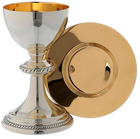 Holyart Classic chalice and paten Molina with stringcourse in silver brass