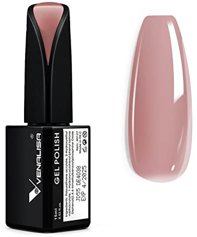 VENALISA UV Negellack Natur nude rosa 15ml Gellack Jelly Gel Transparent rosa Langlebiges Pastell Nageldesigns für DIY Nageldesign