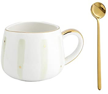 Tasse à café Tasse en céramique Cup Timbale avec tasse de café Bureau cuillère à thé Coupe 12.9OZ Tasses (Color : A+Spoon)
