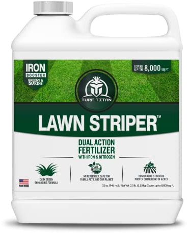 Turf Titan Lawn Striper - Iron & Nitrogen Fertilizer to Promote Dark-Green, Stripe-Defined Turfs - Kids & Pet Safe, Natural - Stunning Green Grass Fertilizer - Covers up to 8,000 Sq Ft