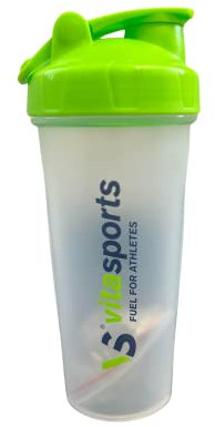 VitaSports Protein Shaker with Mixer Ball (600ml) - Leak Proof Screw Lid, Fitness Gym Workout Portable Drink Bottle for Men and Women