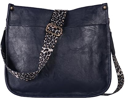 HUA ANGEL Mittelgroße Schultertasche Damen PU Leder Arbeitstasche Umhängetasche Handtasche Viele Fächer Mit Breitem Gurt Elegant für Büro Reisen Einkaufen