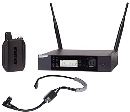 Shure GLXD14R+/SM35 Dual Band Pro Digital Wireless Mikrofonsystem - 12-Stunden Akkulaufzeit, 30m Reichweite | SM35 Headset-Mikrofon, Einzelkanal-Rack-Mount-Empfänger.