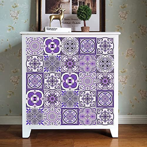 EICOFF Fliesenaufkleber für Küche, 10 cm x 50 cm, lila, zum Aufkleben auf Fliesen, Fliesenaufkleber für Badezimmer, zum Aufkleben auf Wandfliesen, Backsplash für Küche, selbstklebend, Vinyl,