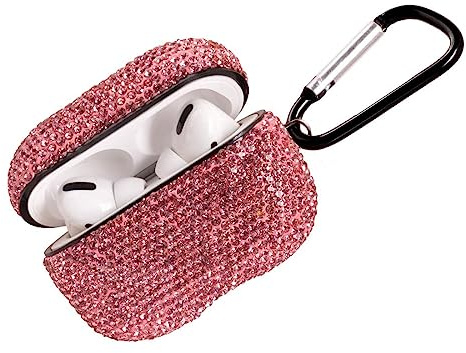 Sparkly Diamond - Custodia per AirPods Pro di 1 e 2 generazioni, con portachiavi, antiurto, con strass, custodia di ricarica per AirPods (rosa)
