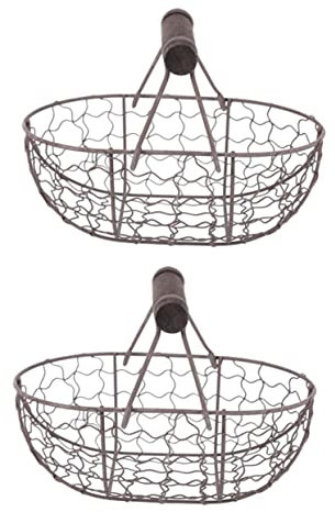 Cabilock 2pièces Panier De Rangement Fer Vintage De Paniers à Fruits Et Légumes Pour Cuisine Et Décoration De Table Pratique Et Compact Pour Stocker Œufs Snacks Et Plus