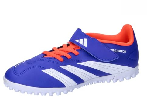adidas Unisex Predator Club Hook-and-Loop J Football Boots Turf Fußballschuhe, Lucid Blue/Cloud White/solar red, 37 1/3 EU