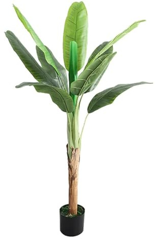 EYPKPL Piante Artificiali 140 cm/4,5 Piedi Albero Finto banano Artificiale pianta Finta Foglie Grandi Albero Artificiale Decorazione Verde