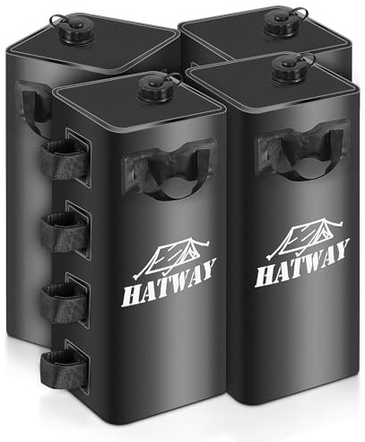 Hatway Wassergewichtssack, 100 kg, 4 Beingewichte für Pop-Up-Pavillon, Vordächer, Zelt, 4 x 25 l, Schwarz