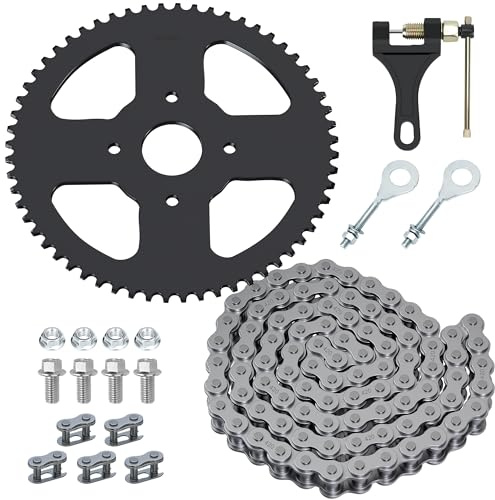 YOXUFA Mini Bike Sprocket 60T with 420 Chain 90 Links Compatible with Coleman CT200U BT200X CT200U-EX Baja Warrior Massimo TrailMaster MB200 Axis M200 Predator 212 196cc 200cc 6.5hp Powersports Parts