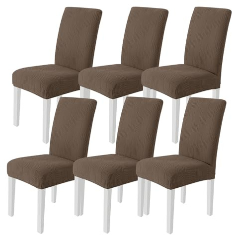 Ystyle Stretch Stuhlhussen 6er Set, Stuhlbezug Elastisch Abnehmbarer Waschbarer,Universal Langlebig Stuhlbezüge, Für Hotel Bankett Küche Restaurant Hochzeit Party, Braun