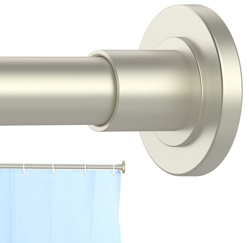 CorkLatta Brushed Nickel Shower Curtain Rod 31 to 68 Inch,1 Inch Diameter Adjustable Spring Tension Stainless Steel Telescoping Rod,Easy Install,No Rust