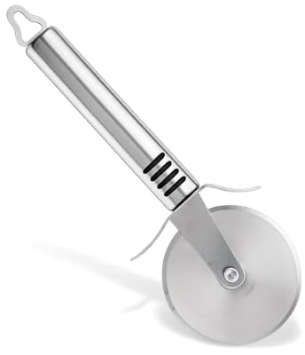 AEX Pizza Cutter Wheel Stainless Steel Pizza Slicer with Finger Guard | Non-Slip Handle, Dishwasher Safe, Rust Resistant Rolling Cutter Kitchen Gadget