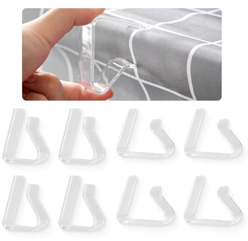BDEPSTR 8 Pcs Pinzas para Mantel Transparente, Mantel Fijo, Invisible Firme Clips para Mantel Ajustables Plastico, para Picnic Hogar Fiesta de Boda Interior Mesas al Aire Libre Camping