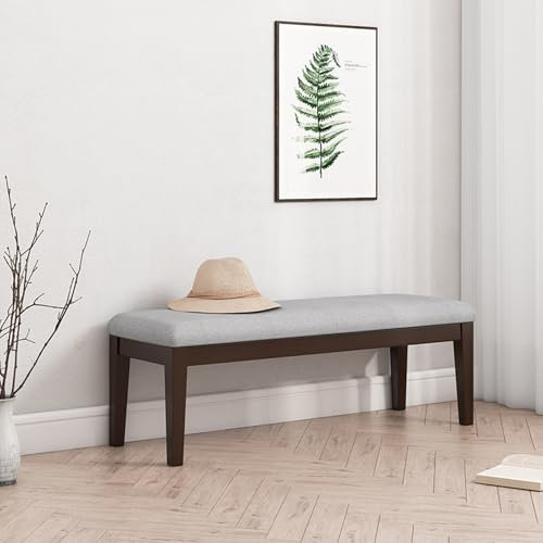 DIHRVTHC Schuhbank, Holzbank, Bauernhaus-Stauraumbank, Eingangsbank, Moderne Bank, Bänke Für Schlafzimmer, Esszimmerbank, Mit Polsterung Für Wohnzimmer, Flur, Schlafzimmer(Walnut Wood,60cm)