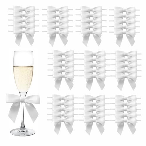 MORSUNBELA Geschenkschleifen Kleine Schleifen Geschenk Deko Weiß | 50 Stück Geschenkschleifen für Weihnachten,Hochzeiten und kreative Geschenkverpackungen,kleine Schleifen als festliche Deko