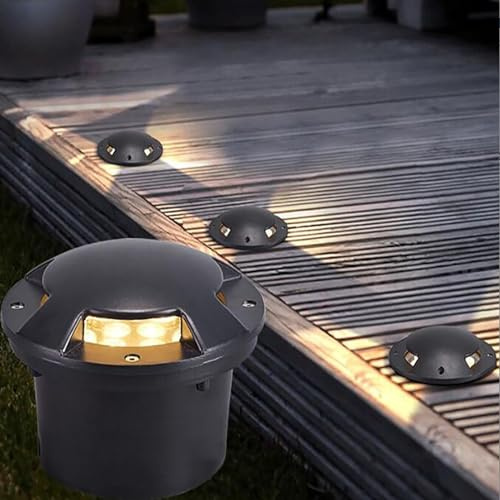 ZOCWJK Ground LED Landscape Lights - Outdoor Buried Lights, AC 24V Low Voltage Recessed 4 Sides Light Emitting Ground Spot Light, IP67 Waterproof Well Lights, for Pass(Green-18W