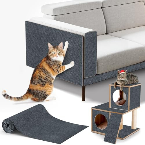 200x40cm Selbstklebend Kratzteppich Katze Wand,Kratzmatte Katze – Kratzschutz für Sofa, Wand & Möbel | DIY Kratzbrett aus, Anti-Kratz Teppich, Katzenturm Schutz