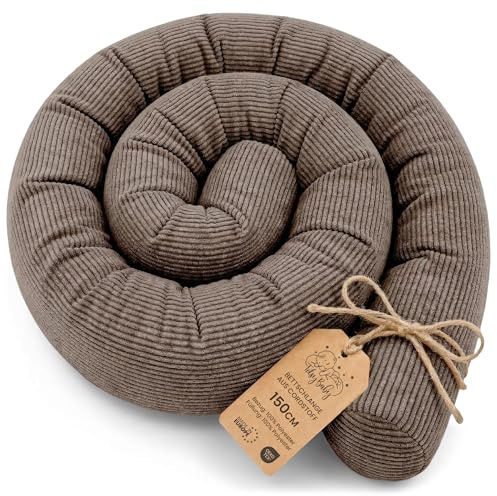Totsy Baby Seitenschläferkissen Bettschlange Body Pillow 150 cm Cordstoff - Kopfkissen lang Bettrolle Schlafkissen Nackenrolle Zertifikat Oeko-Tex Braun B