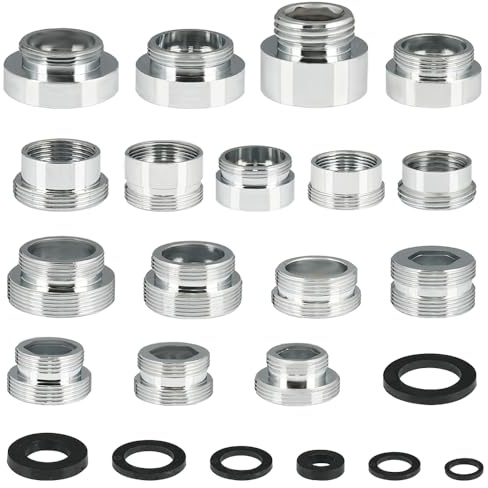 Bohoray 16 PCS Faucet Adapter Kit, Kitchen Tap Adapter Kit with 34PCS Spacers, Male Female M16-28 Sink Faucet Adapter for Male Female Sink Faucet, Sink Sprayers, Garden Hose, Water Filters