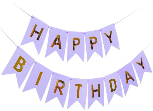 Kiyanest Striscione di Buon Compleanno Lilla – Ghirlanda Sofisticata per Decorazioni di Festa