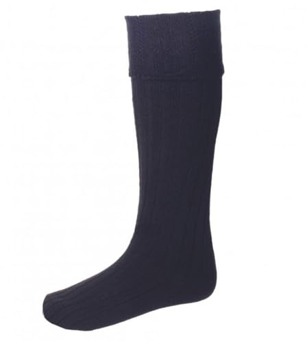 House of Cheviot Calzini da kilt da uomo, in misto lana merino, prodotti in Scozia, abbigliamento da uomo Highland, abbigliamento formale e attività all'aperto, Carbone, L