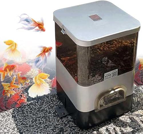 Electric Fish Food Dispenser, Automatic Fish Timer Feeder, Pond Outdoor Intelligent Fish Food Feeding Dispenser, Timed Rationing, for Aquarium or Fish Tank