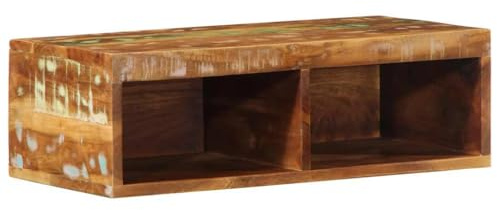 BOWEKAM Gabinetes y estantes de almacenamiento de medios de almacenamiento, armario de TV montado en la pared, 60 x 30 x 19 cm, madera maciza recuperada