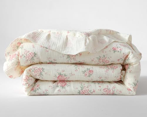 CLoucl 100% Cotton Muslin Crib Comforter/Quilt,Ultra Soft Cozy Reversible Baby Blanket,All Season Toddler Blankets for Boys and Girls, Machine Washable,41x48