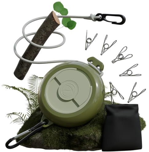 NATURBUMMLER Filo per bucato estensibile [DryLine+] da campeggio, 10 m, resistente alle intemperie e salvaspazio, ideale per esterni, viaggi, camper, balcone e giardino, accessorio ultraleggero da