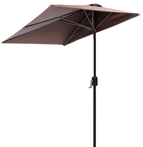 130x250cm Wandschirm für Balkone, Marktschirm für den Außenbereich, Balkon-Halbschirm mit Handkurbel, UPF 50+, 5 Stabile Streben(Khaki)
