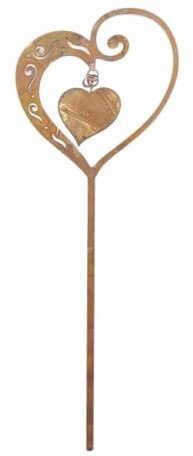 Antique Rusty Iron Heart Garden Stakes Rural Outdoor Decoration Ground Stake Iron Art For Yard Patios Potted Flower Rustproof Garden Landscape Accessories