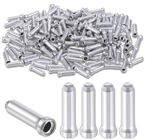 Molain 200 pezzi manicotti terminali in argento, manicotto terminale per bicicletta, accessori di ricambio per bicicletta, tappi per cavi del freno per fune del freno
