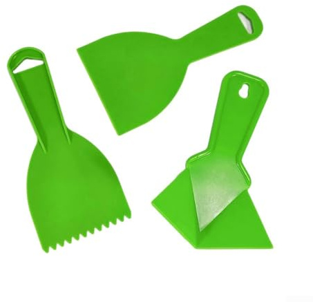 Lot de 3 grattoirs flexibles avec poignées ergonomiques pour enlever la peinture, réparer les murs et décaper le papier peint, équipé d'un grattoir cranté, d'une spatule et d'une truelle d'angle