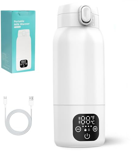500ml Flaschenwärmer Baby Unterwegs, AVCXEC Tragbarer Flaschenwärmer Baby, Baby Flaschenwärmer Unterwegs, Mobiler Flaschenwärmer Baby für Muttermilch, Wasser Oder Milch Schnell Erwärmen